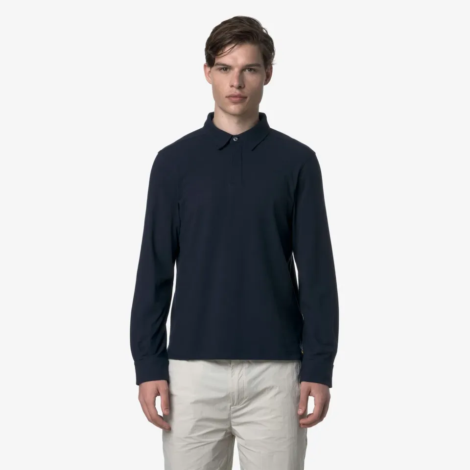 K-Way Tibere Ice Cotton polo barbati albastru maneca lunga
