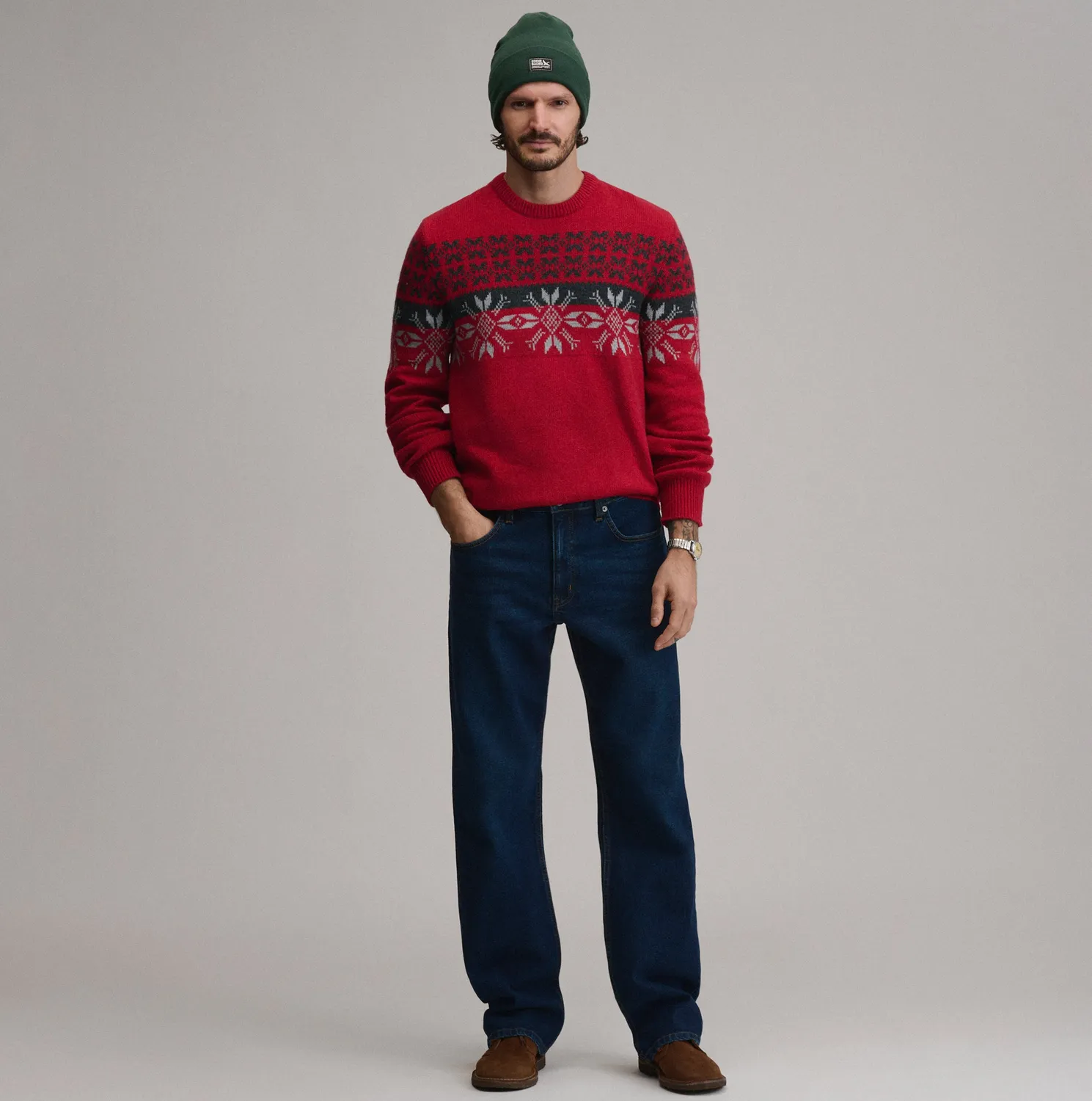 Eddie Bauer Holiday Jacquard pulover Chili festiv