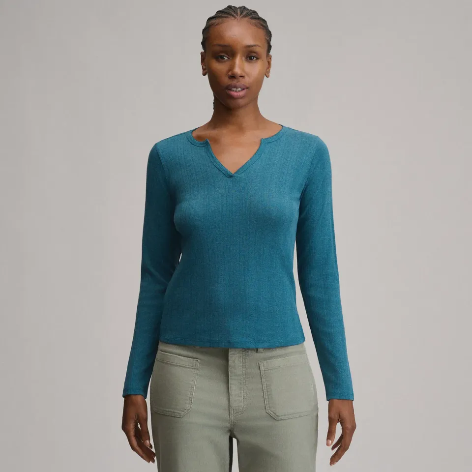 Eddie Bauer Pointelle bluza albastra dama M