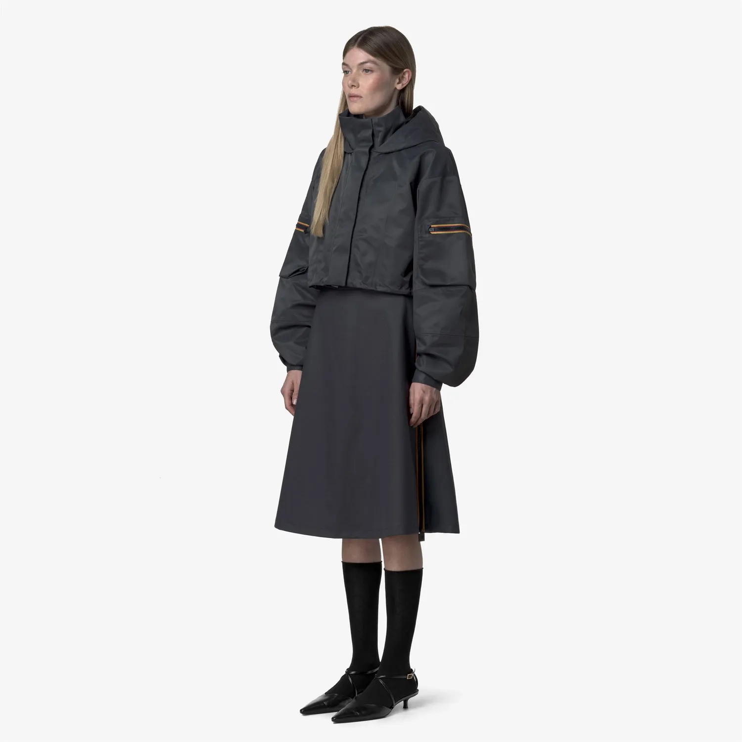 K-Way Jaxie Tech Shiny Twill geacă damă albastru scurtă