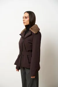 Mareus Fabrica de Blanuri Deep Plum 630 geaca fas cu blana vizon