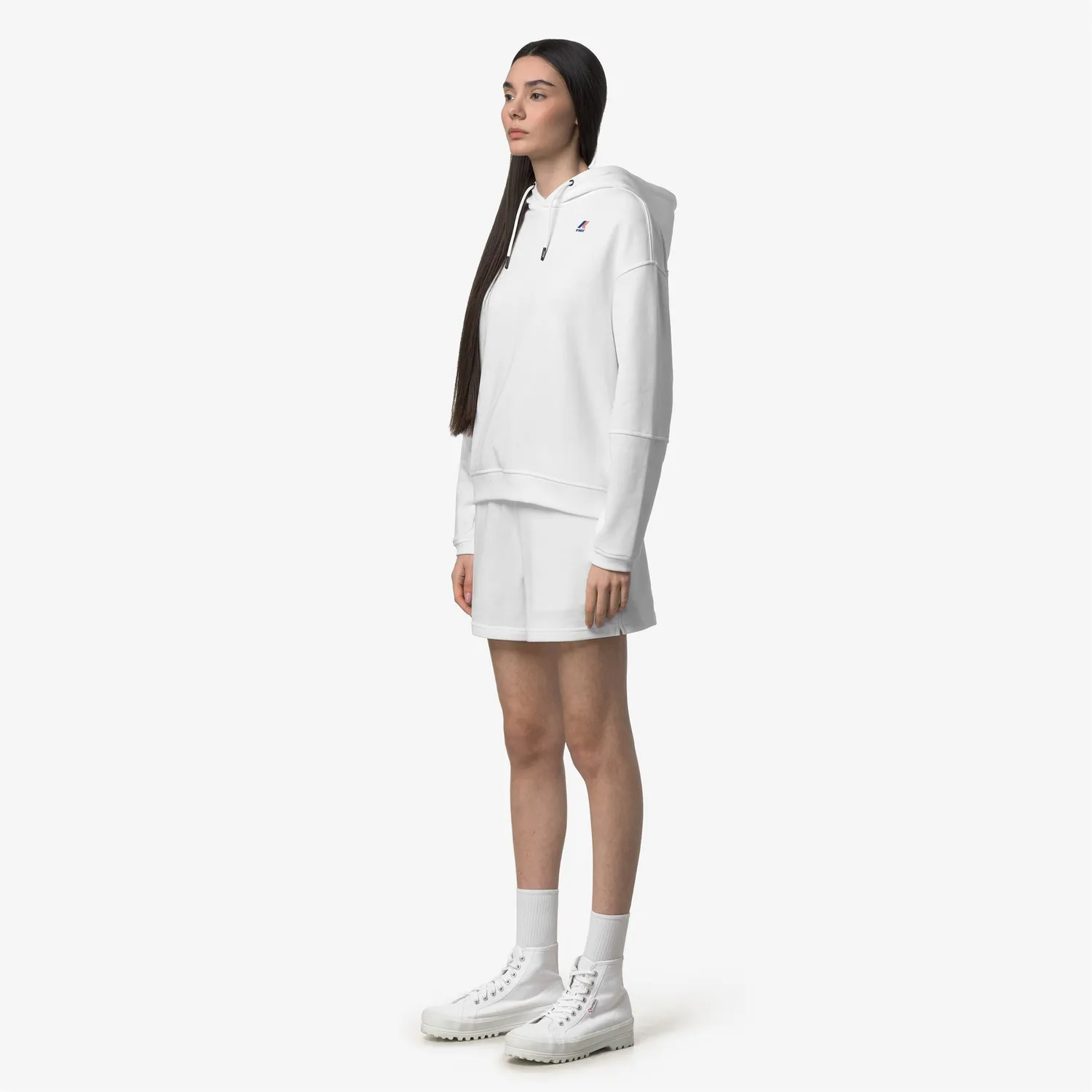 K-Way Ninette Poly Cotton hanorac dama alb cu gluga fleece