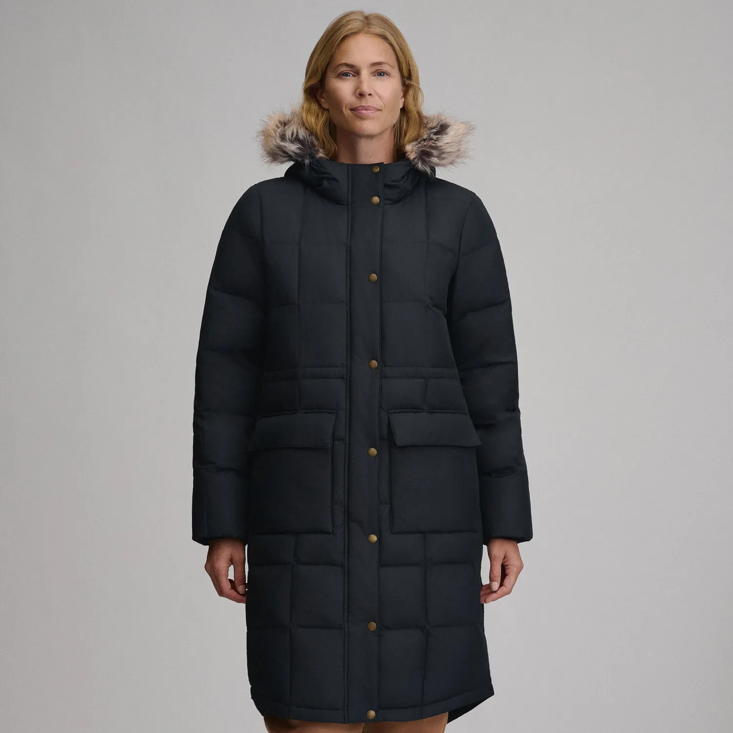 Eddie Bauer Heritage parka neagra lunga captusita