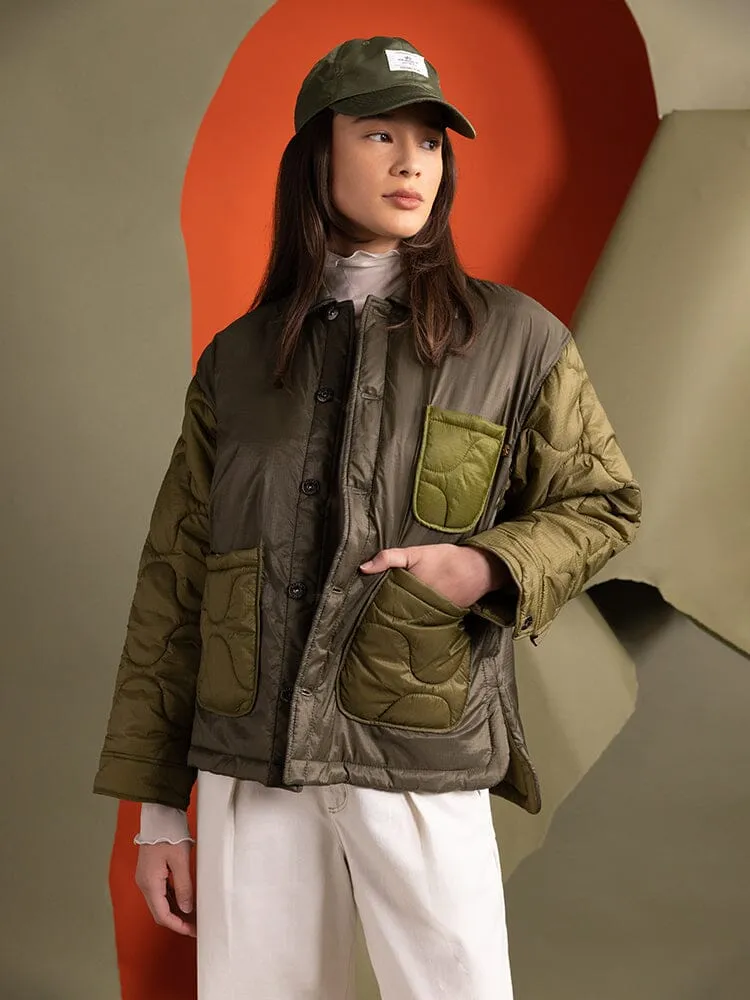 Alpha Industries Chore Coat palton dama verde matlasat