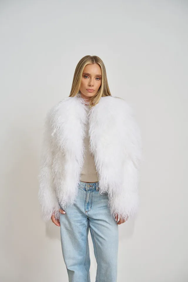 Mareus Ivory White 508 haină miel tibetan