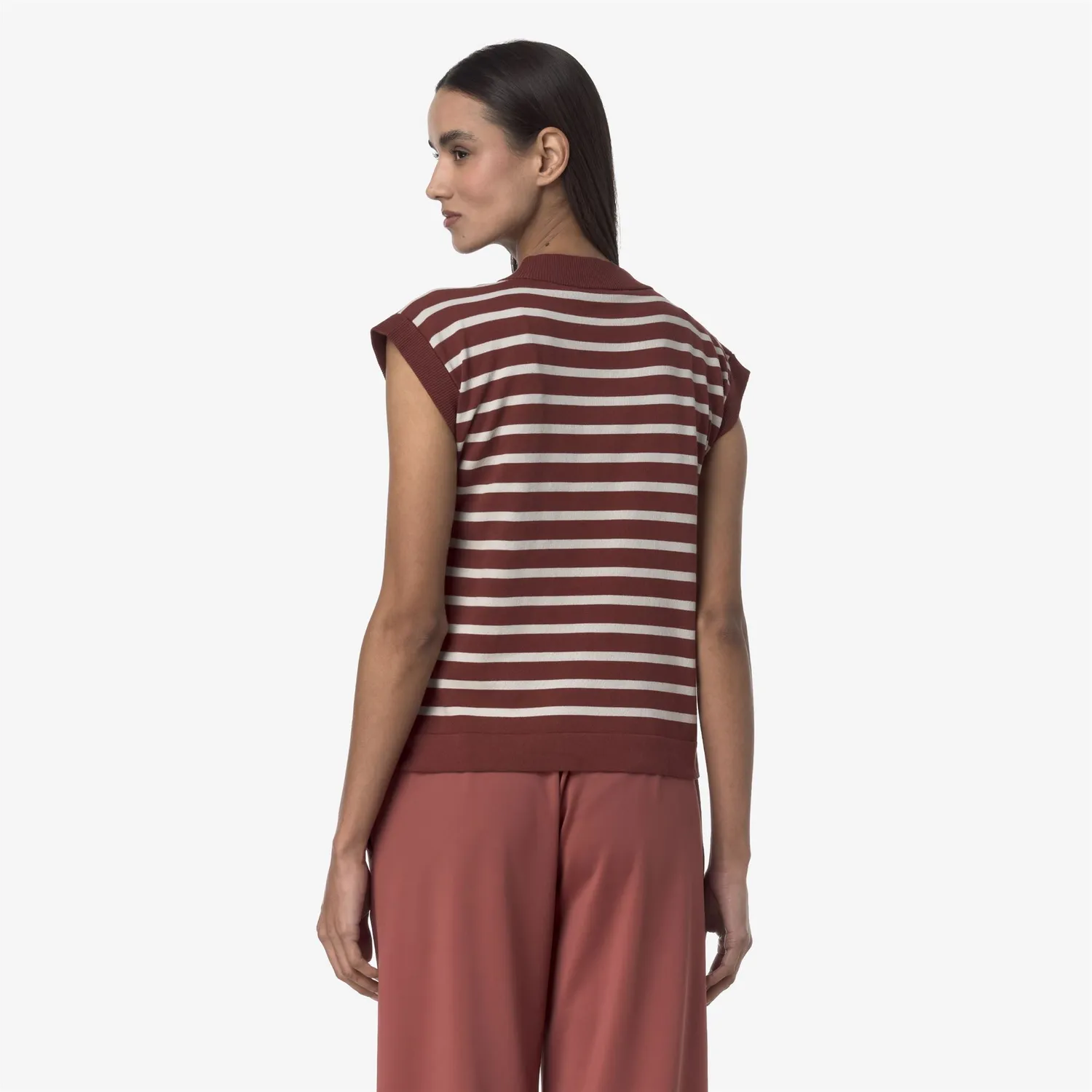 K-Way Jener Stripes vestă damă maro-bej bumbac
