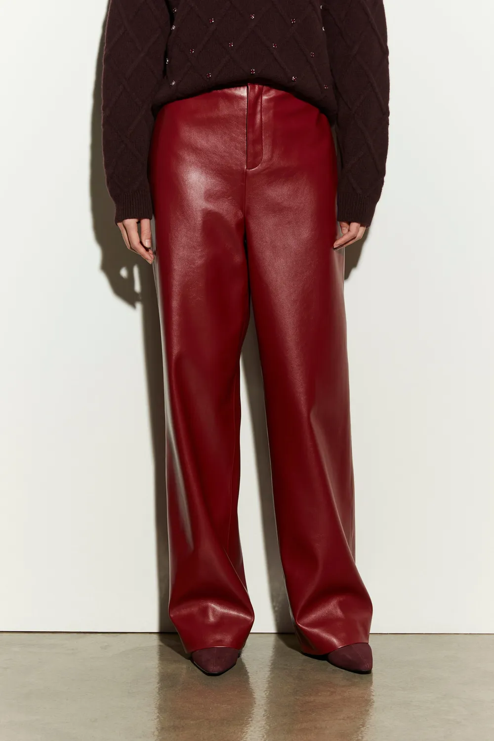 Isabelle Blanche pantaloni piele marsala M