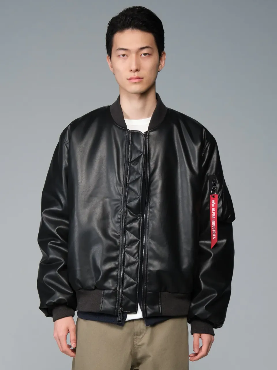 Alpha Industries MA-1 Faux Leather geacă bomber neagră