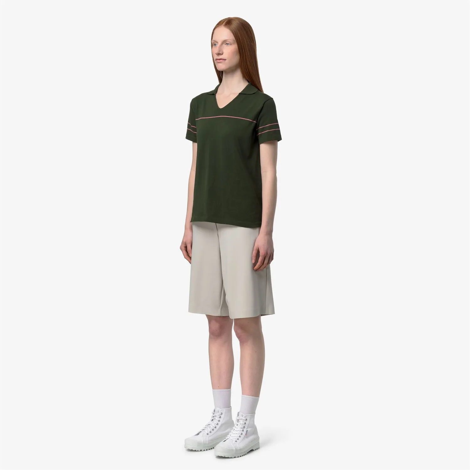 K-Way Mazardy Stripes polo dama verde dungi fine