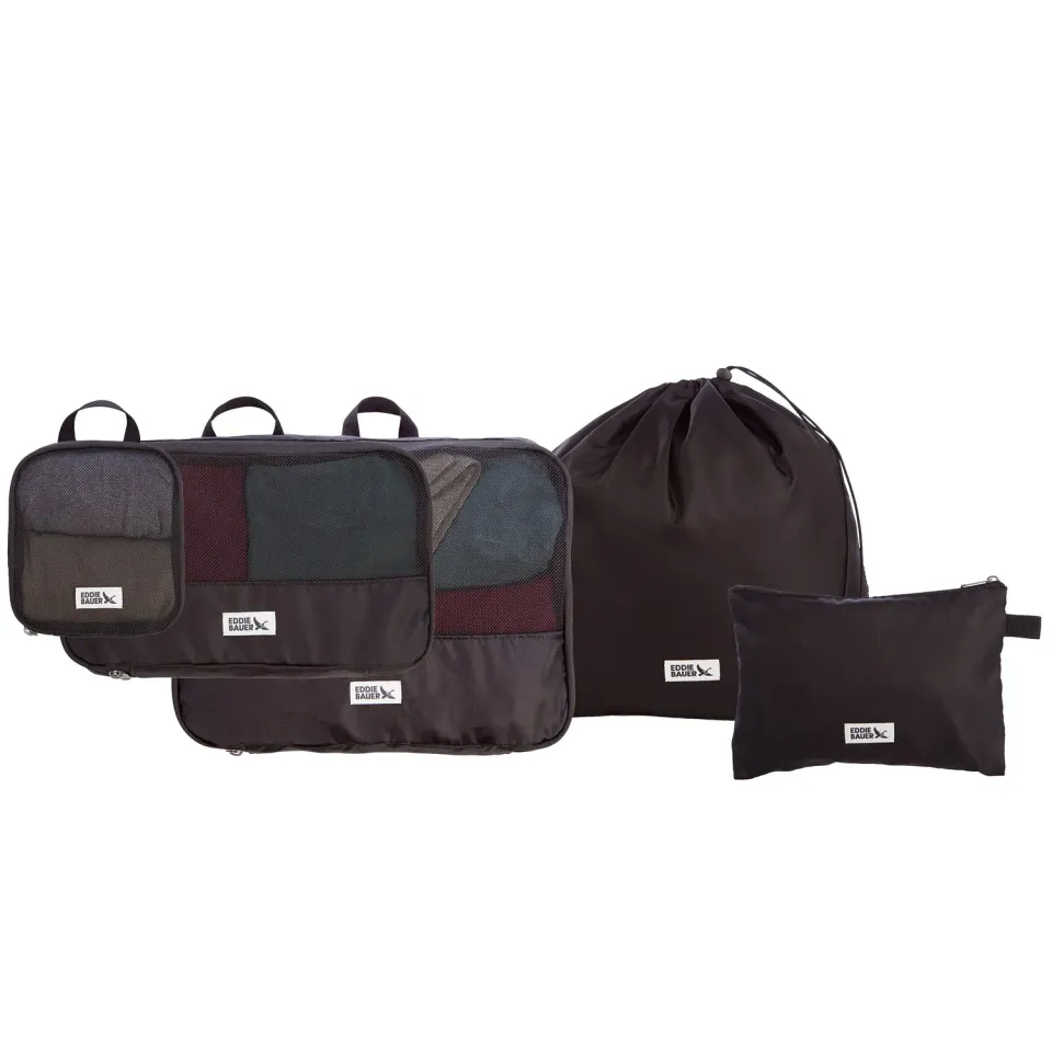 Eddie Bauer set 5 organizatoare bagaje Negru impermeabil