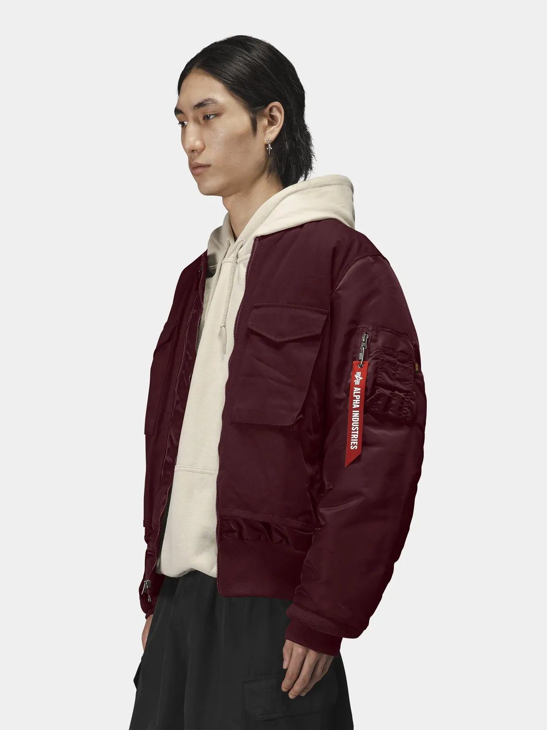 Alpha Industries MA-1 Mixed Cotton geaca bomber rosu cedar calduroasa