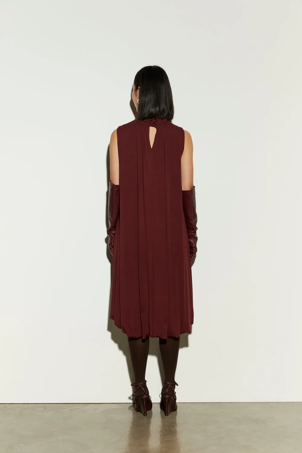 Isabelle Blanche rochie asimetrică Burgundy din lână