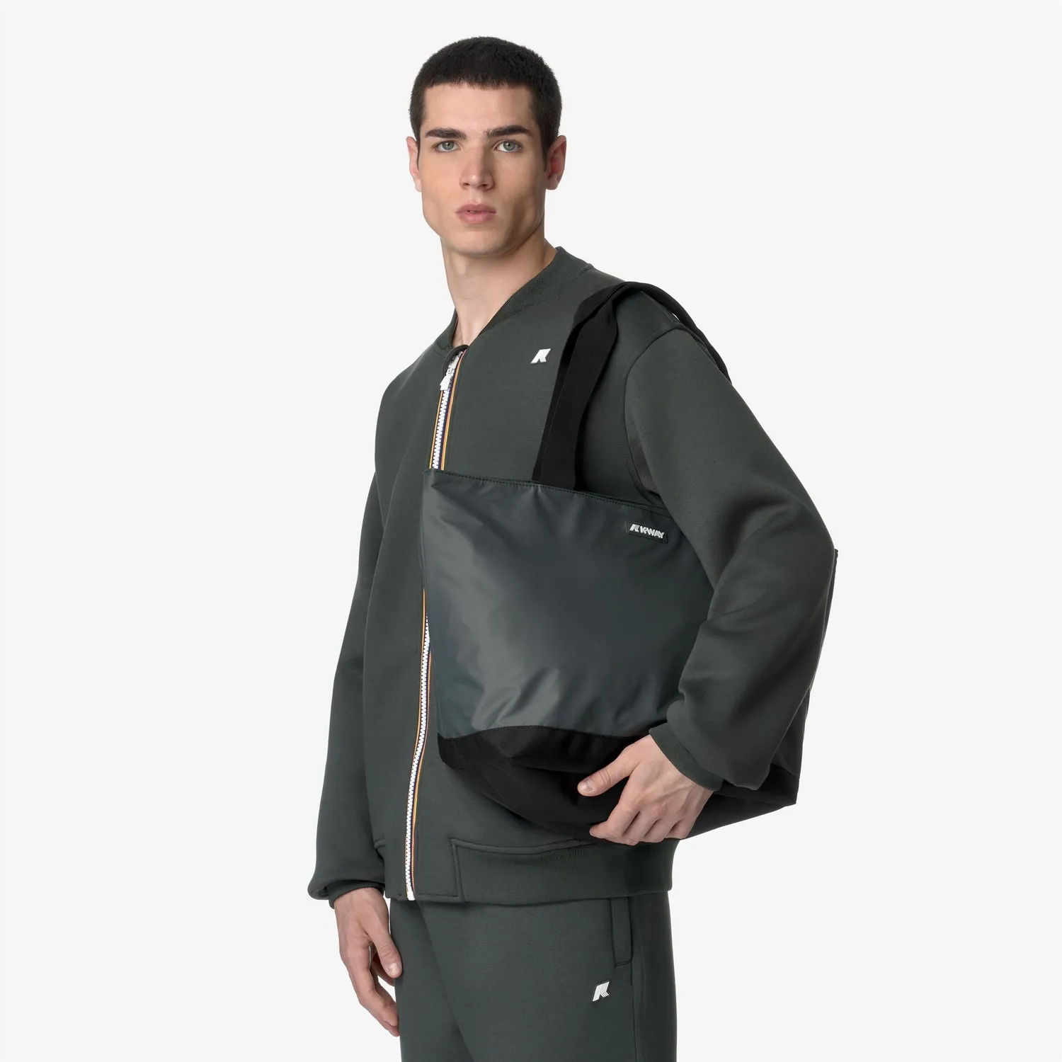 K-Way Clere tote bag verde-negru impermeabil 33x52cm