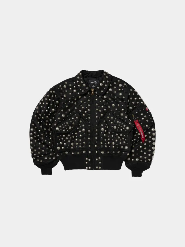 Alpha Industries CWU 45/P Thug Club geaca bomber negru cu tinte