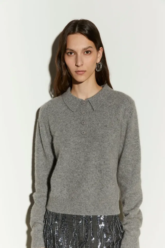Isabelle Blanche polo tricotat gri fir vulpe S