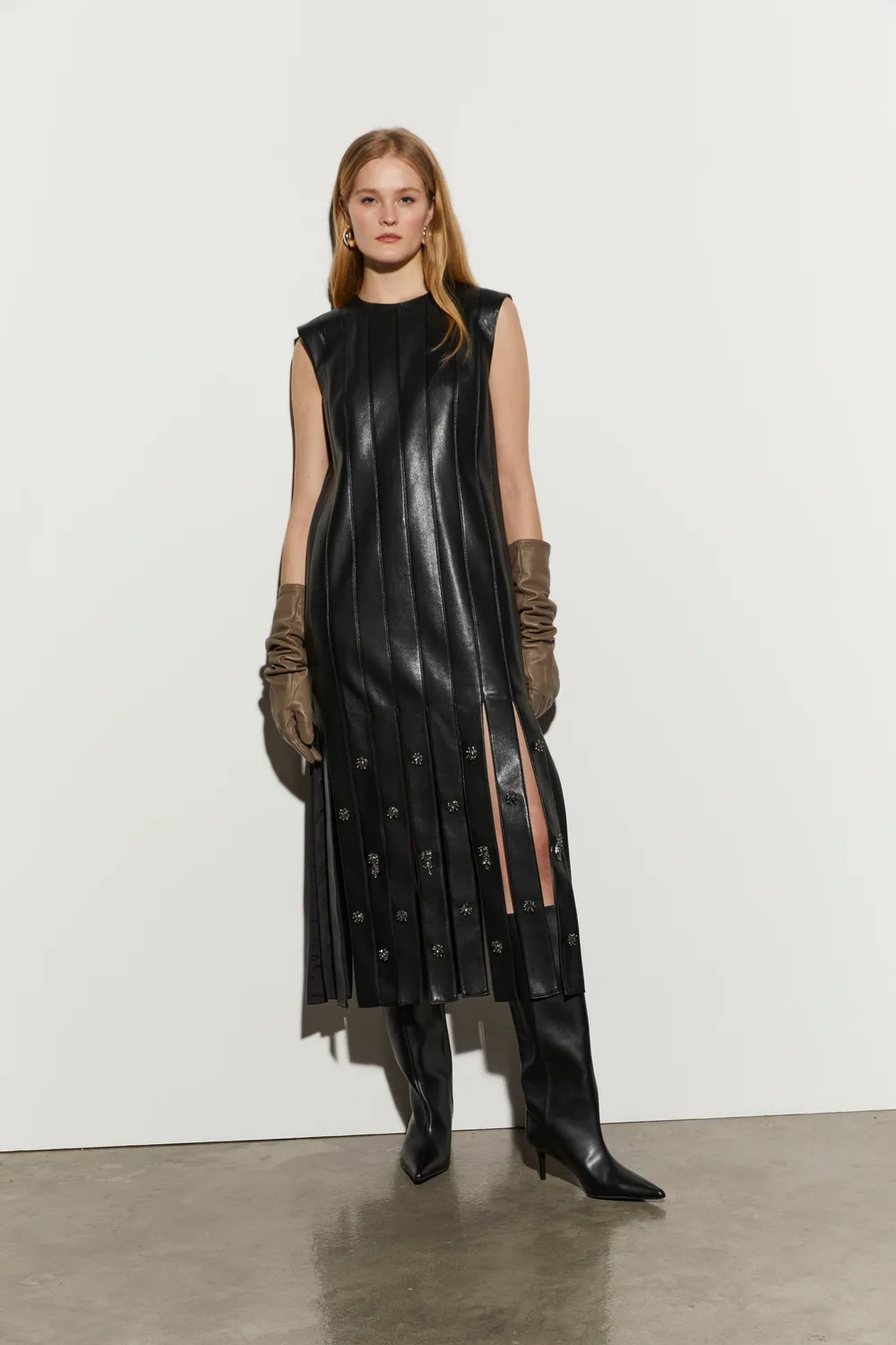 Isabelle Blanche rochie midi neagra M piele