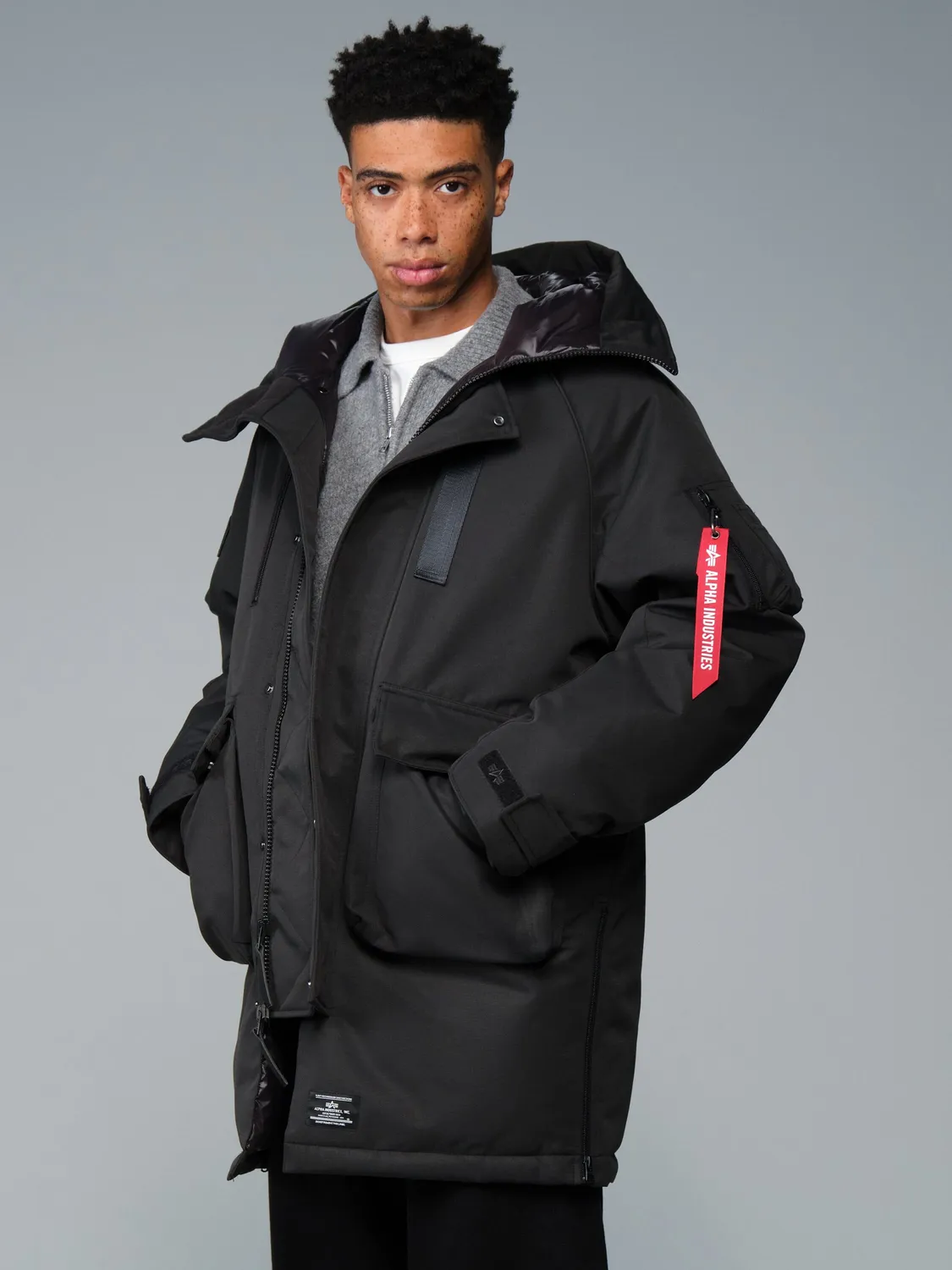Alpha Industries Sergeant Long palton negru puf