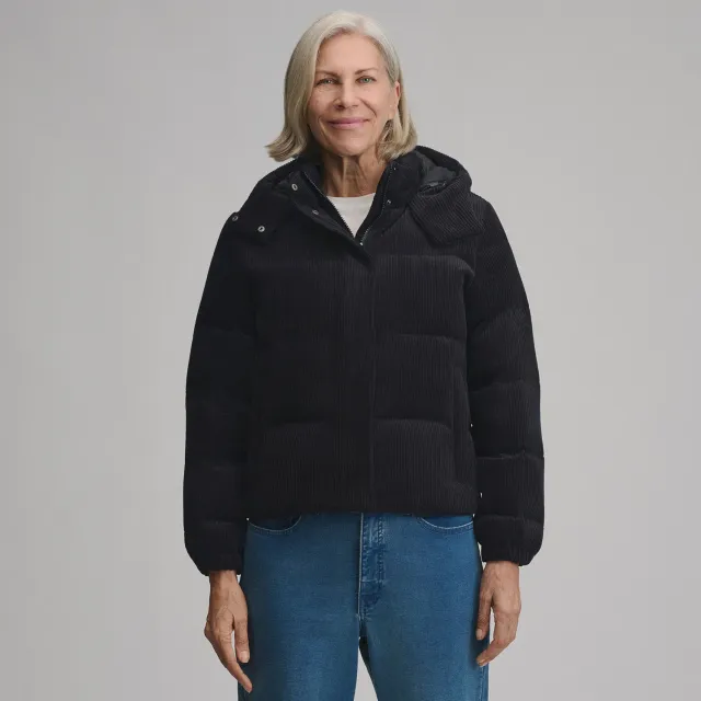 Eddie Bauer Plush Puff geaca puf neagra catifea