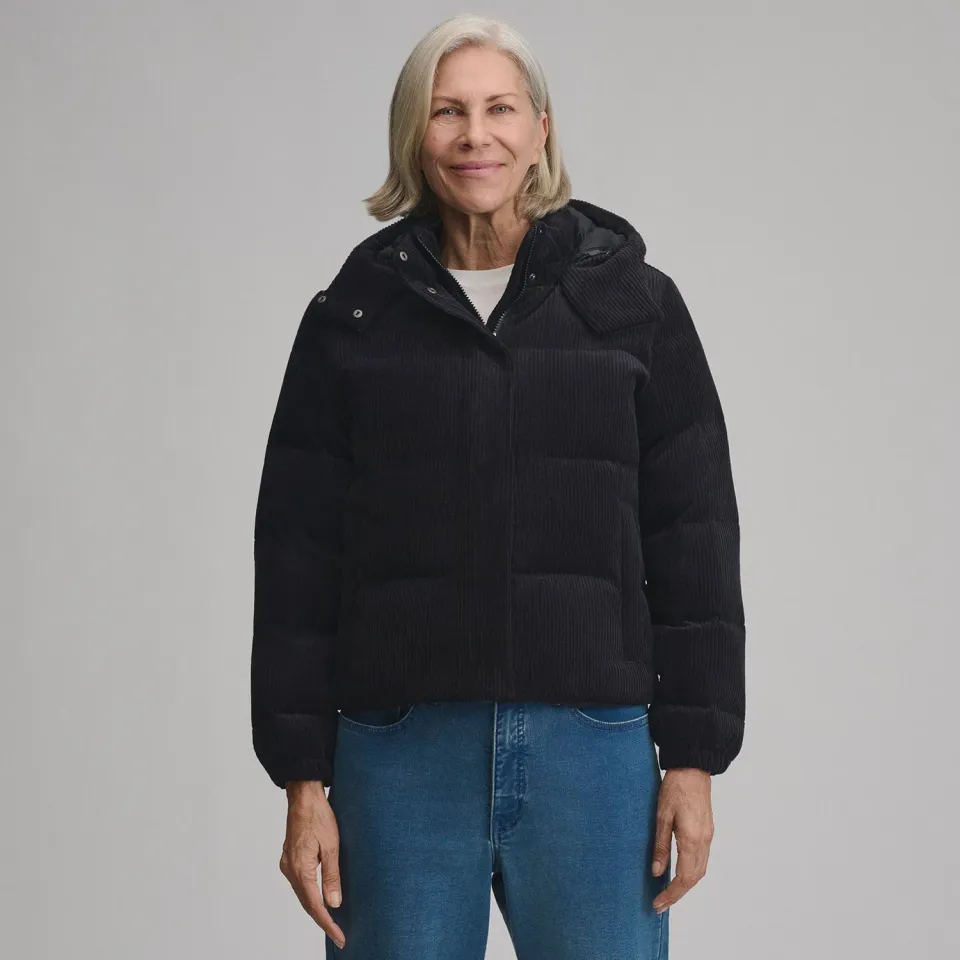 Eddie Bauer Plush Puff geaca puf neagra catifea