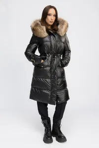Mareus Obsidian Black 457 geacă parka damă blană raton
