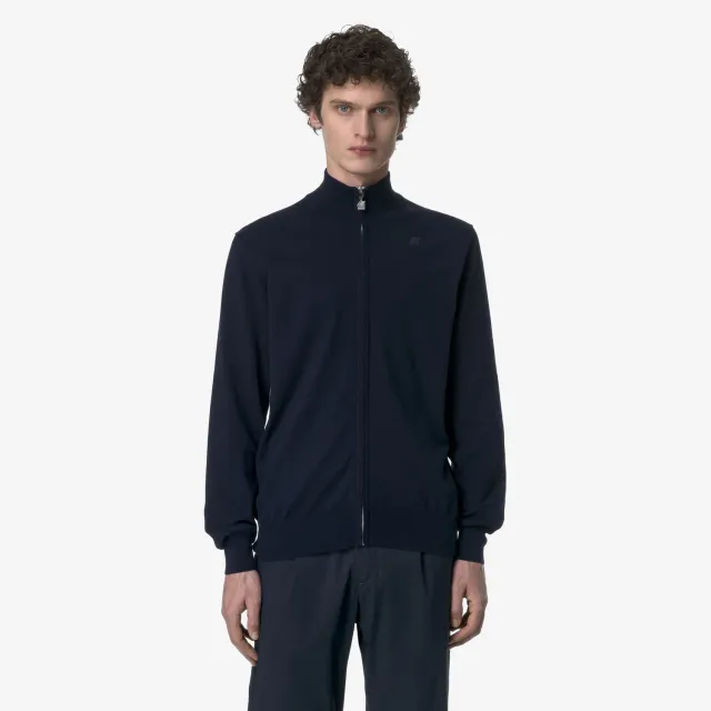K-Way Finny Cotton cardigan barbati albastru zip antipilling