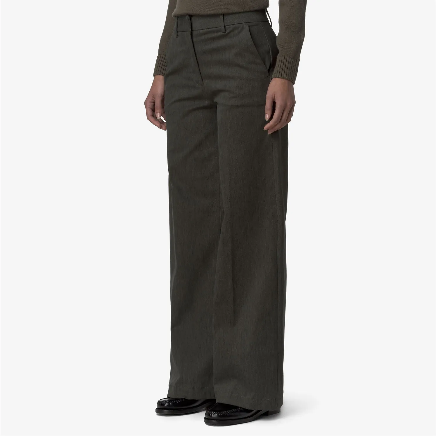 K-Way Tyanne pantaloni damă verzi denim wide-leg
