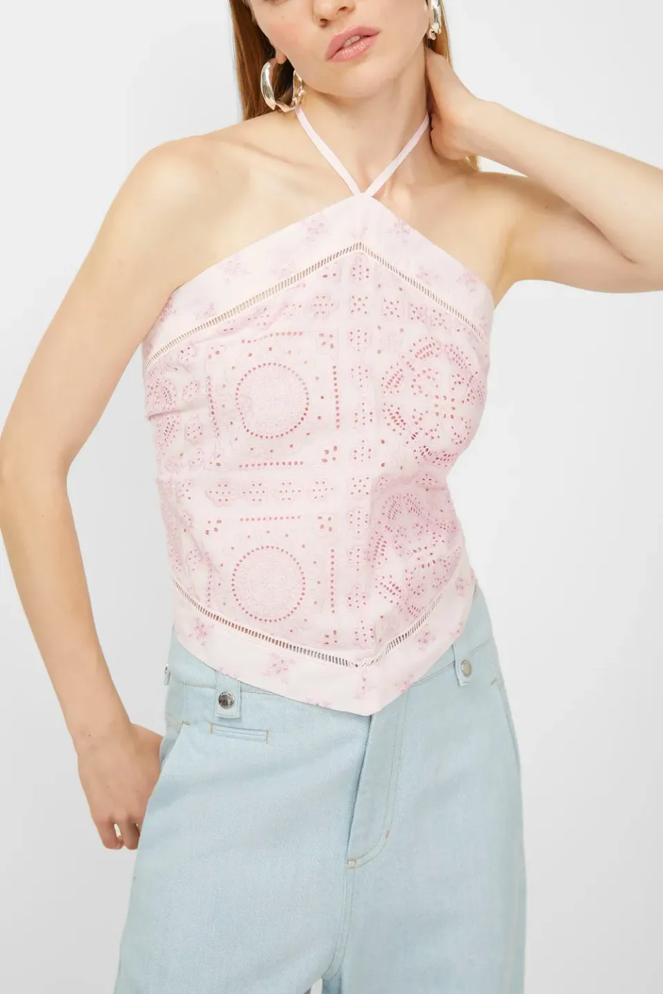 Isabelle Blanche top foulard roz sangallo bumbac