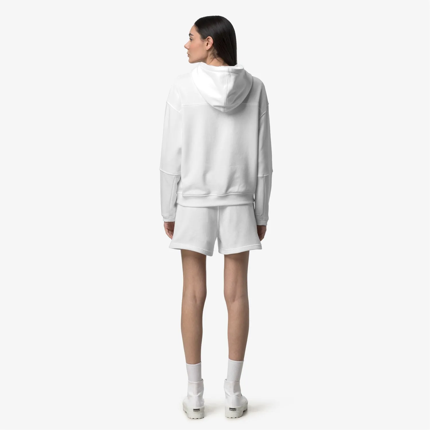 K-Way Ninette Poly Cotton hanorac dama alb cu gluga fleece