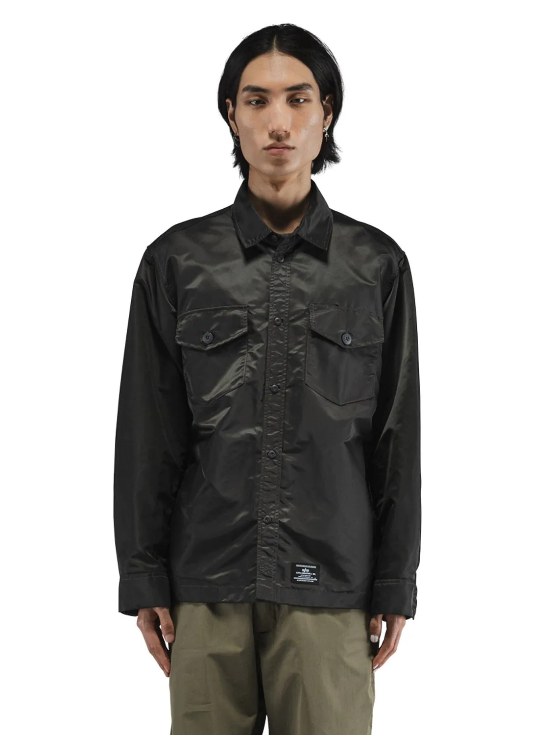 Alpha Industries Flight LS Overshirt supracamasa charcoal nylon