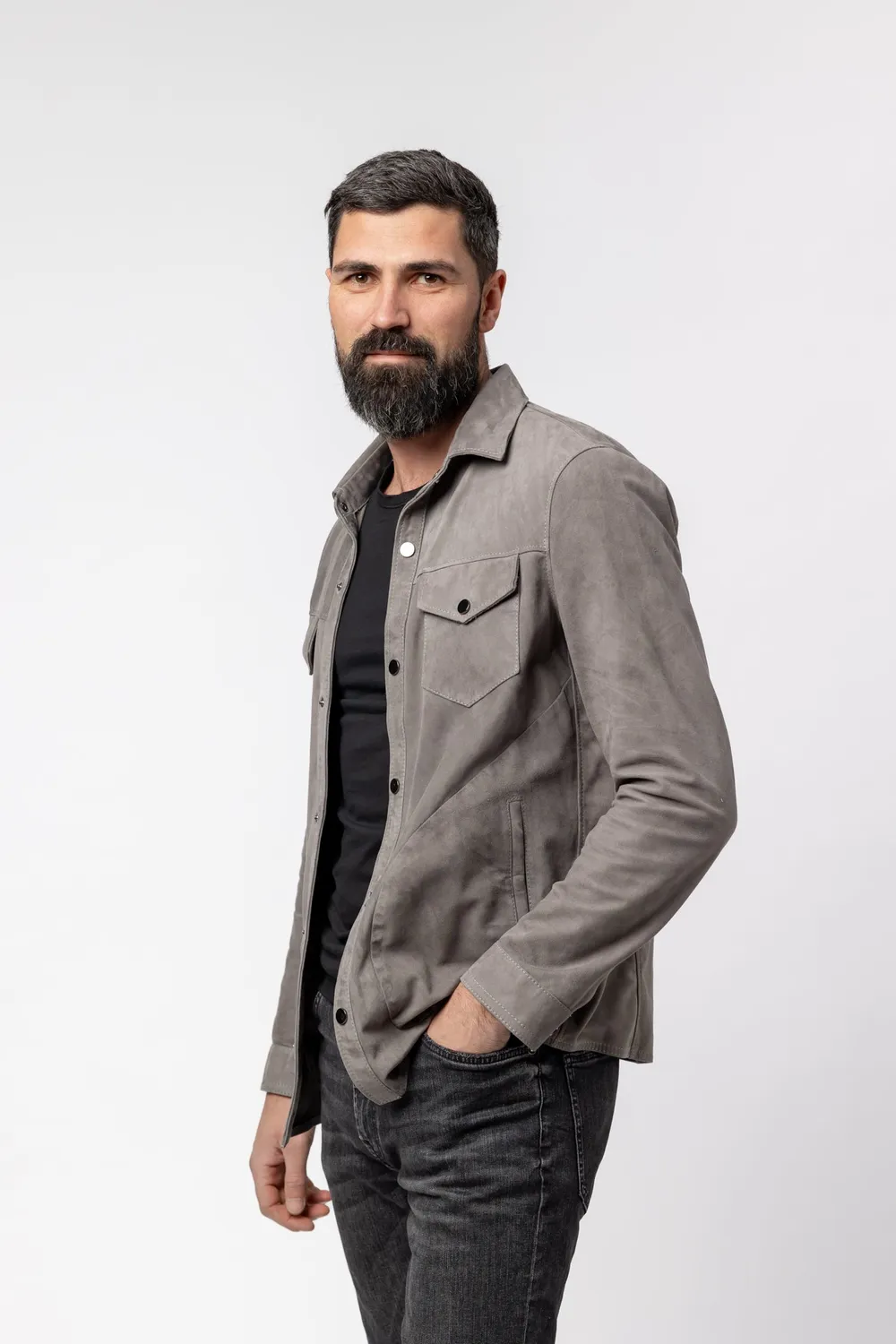 Mareus Fabrica de Blanuri Silver Grey 110 geacă piele bărbați XL