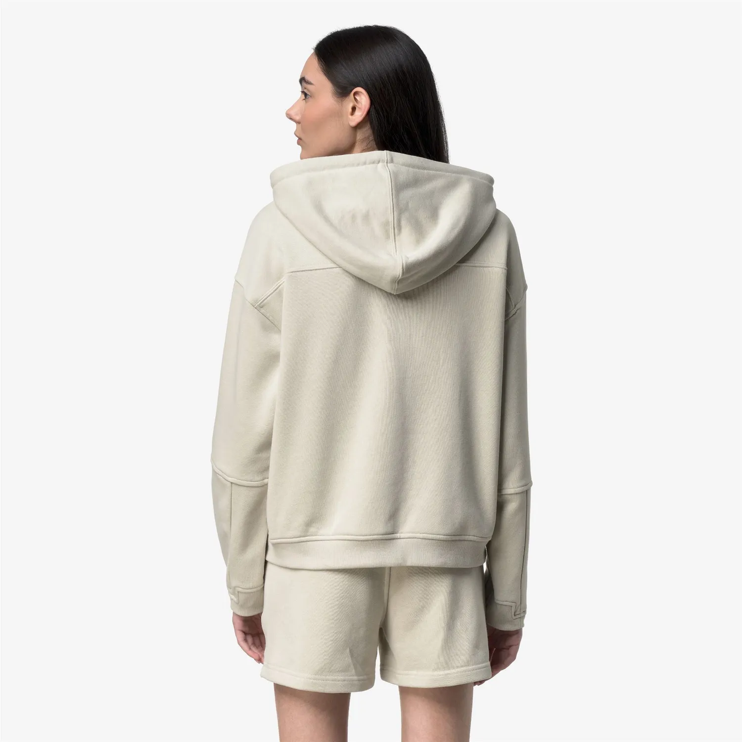 K-Way Lara Poly Cotton hanorac bej cu fermoar