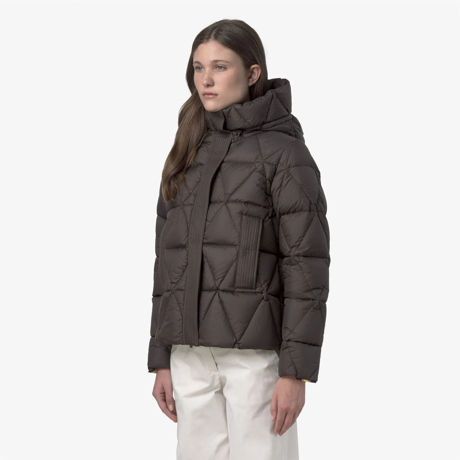 K-Way Lethille Thermo geaca puf dama negru masliniu scurta
