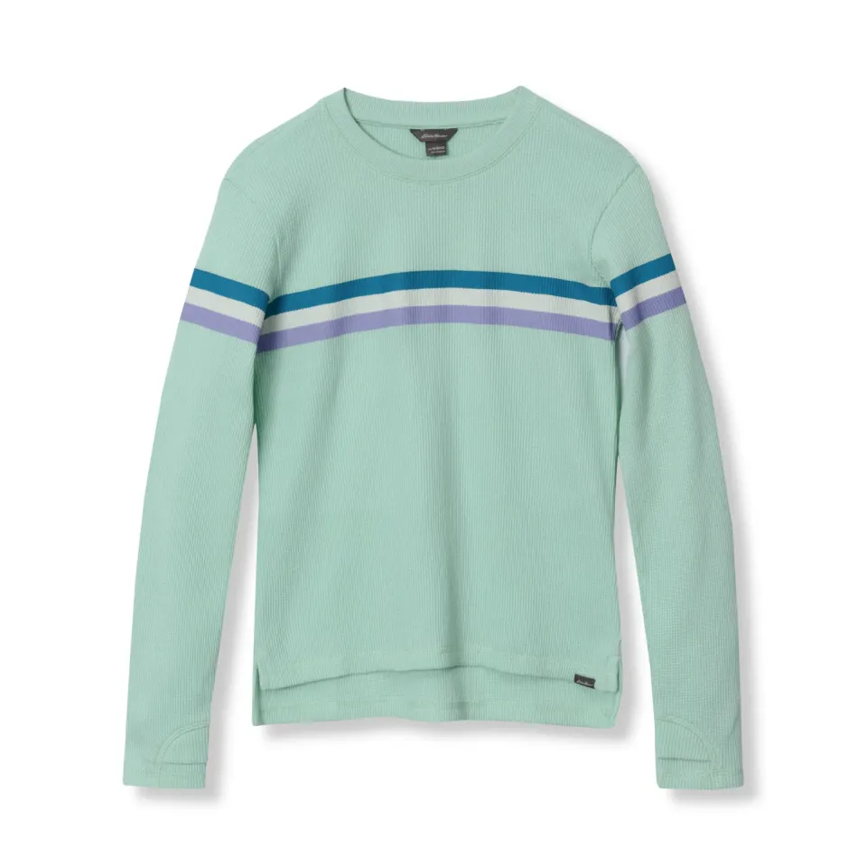 Eddie Bauer Myriad Thermal Stripe tricou fete Aqua Sky dungi termice