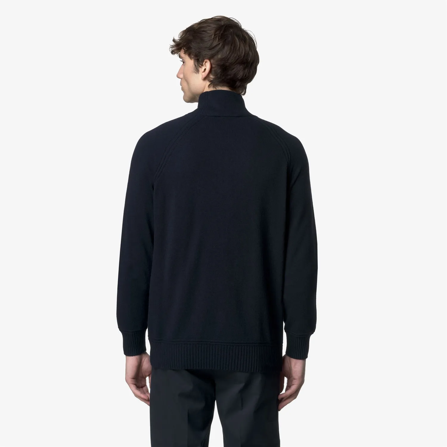 K-Way Cadras Wool Cashmere pulover Blue Depth cu fermoar