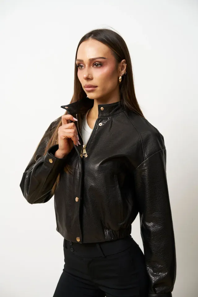 Mareus 621 geacă piele naturală obsidian cropped