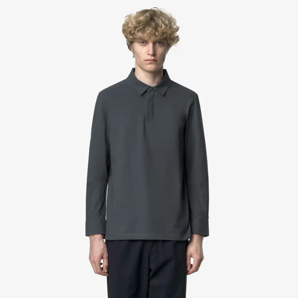 K-Way Tibere Ice Cotton polo barbati gri maneca lunga