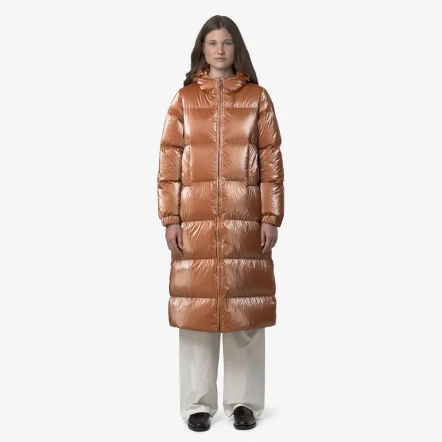 K-Way Ruenne Thermo Pearly palton lung portocaliu puf