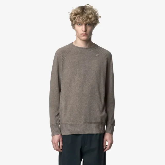 K-Way Sebas pulover bărbați Beige Brown Mel lână cașmir