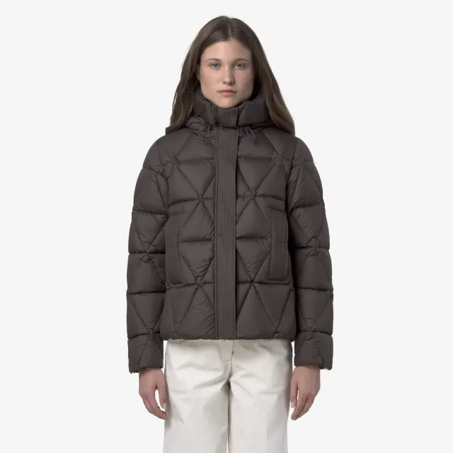 K-Way Lethille Thermo geaca puf dama negru masliniu scurta