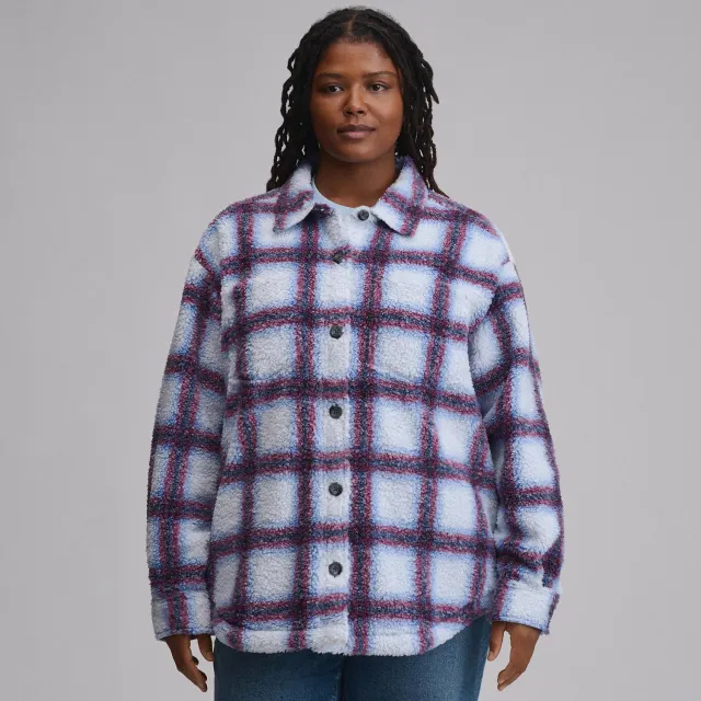 Eddie Bauer Plaid Fleece Shirt Jacket geaca negru carouri