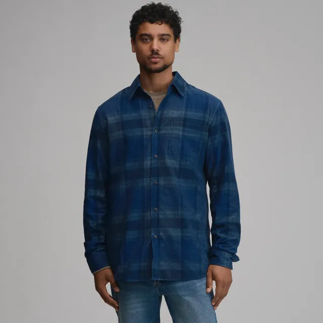 Eddie Bauer Fine Wale Corduroy Plaid camasa barbati Dark Meridian