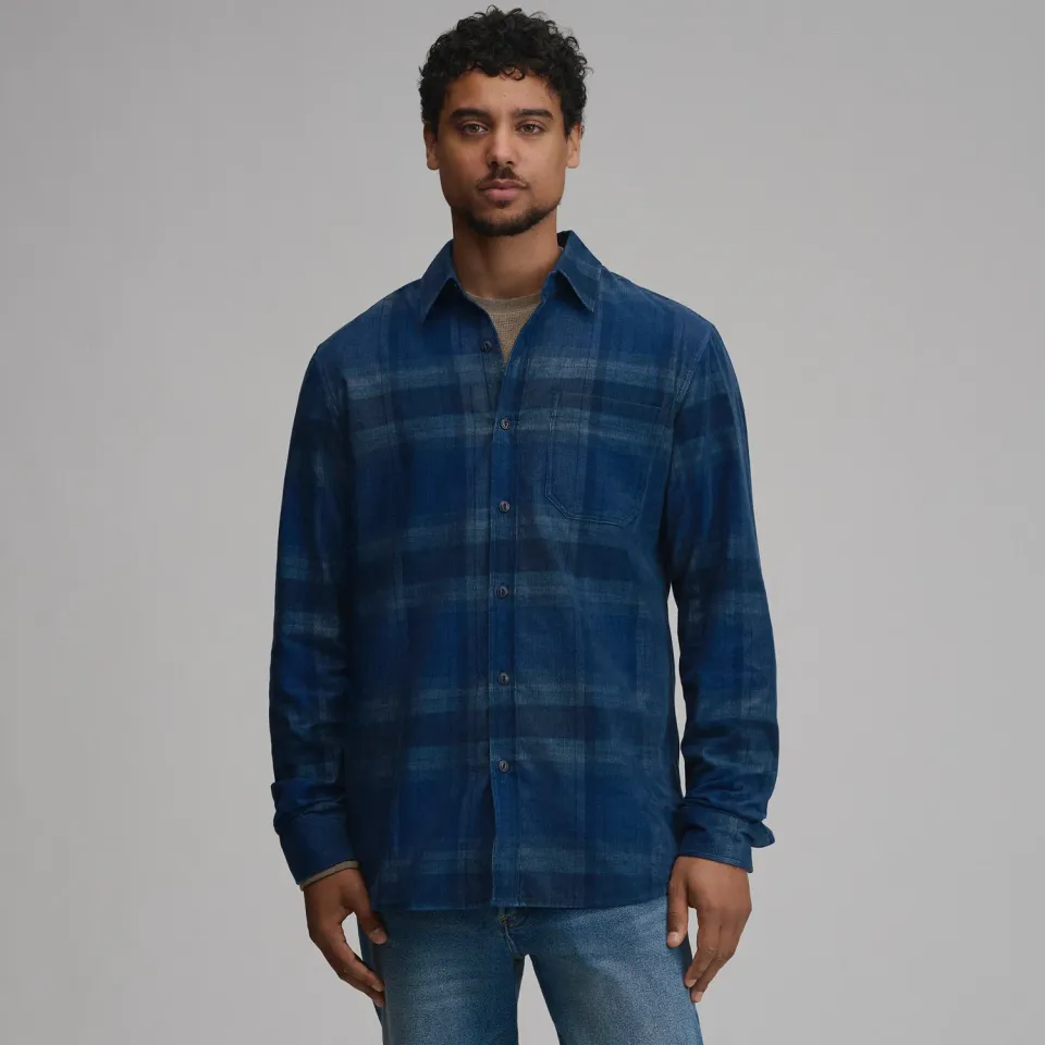 Eddie Bauer Fine Wale Corduroy Plaid camasa barbati Dark Meridian