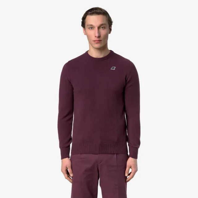 K-Way Sebastien pulover barbati Violet Mauve Wine bumbac