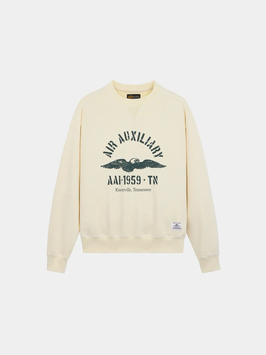 Alpha Industries Essential Crew Air Aux hanorac negru bumbac