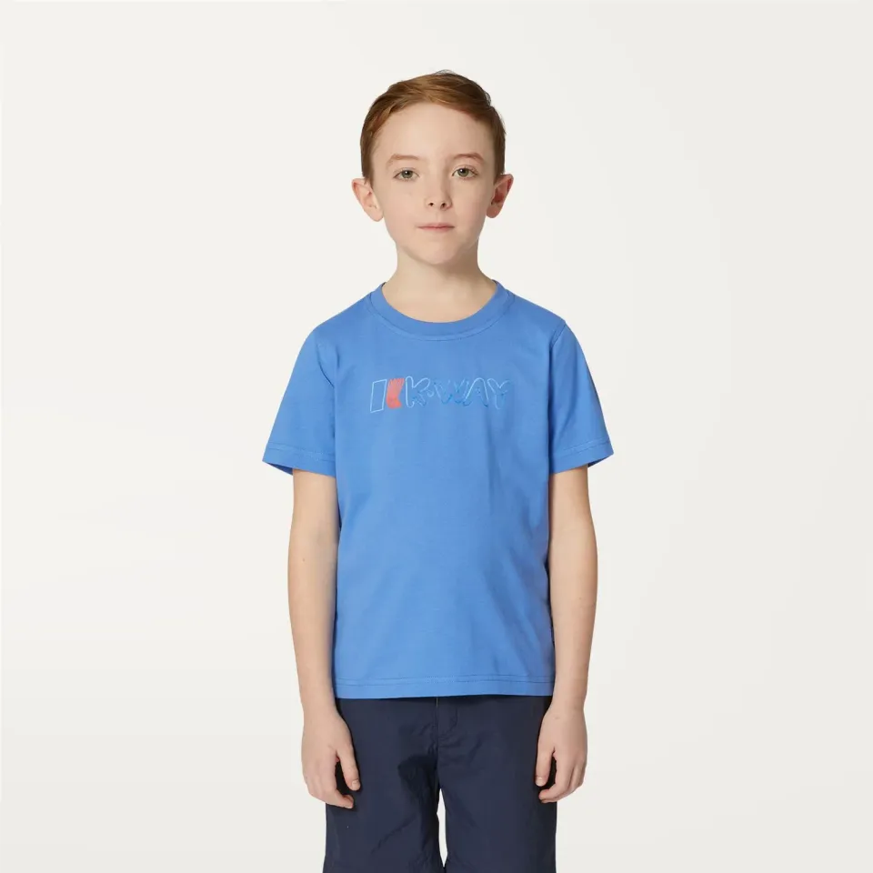 K-Way Odom Hand Lettering tricou băieți albastru