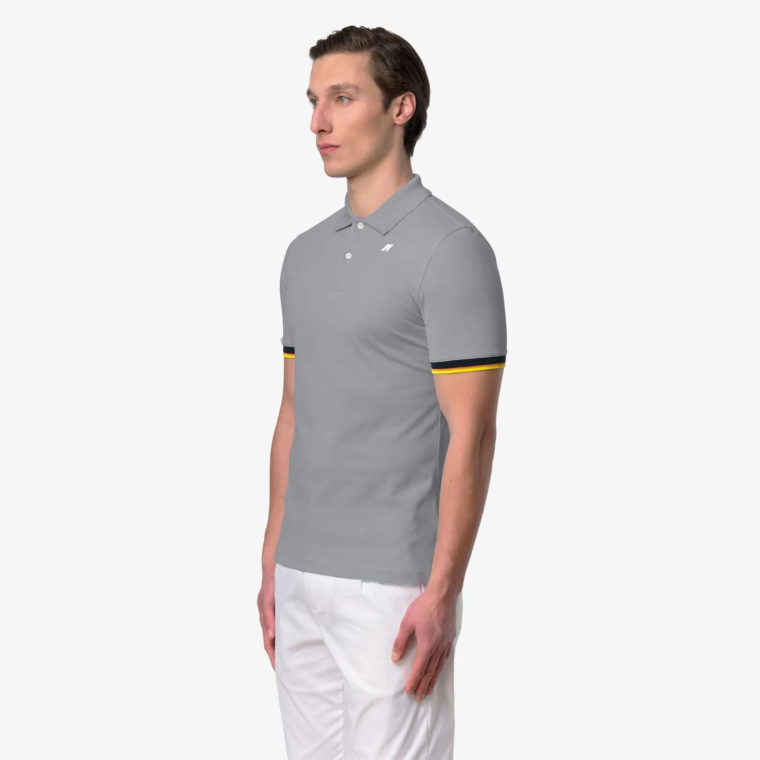 K-Way Vincent Pique Slim polo barbati gri din bumbac