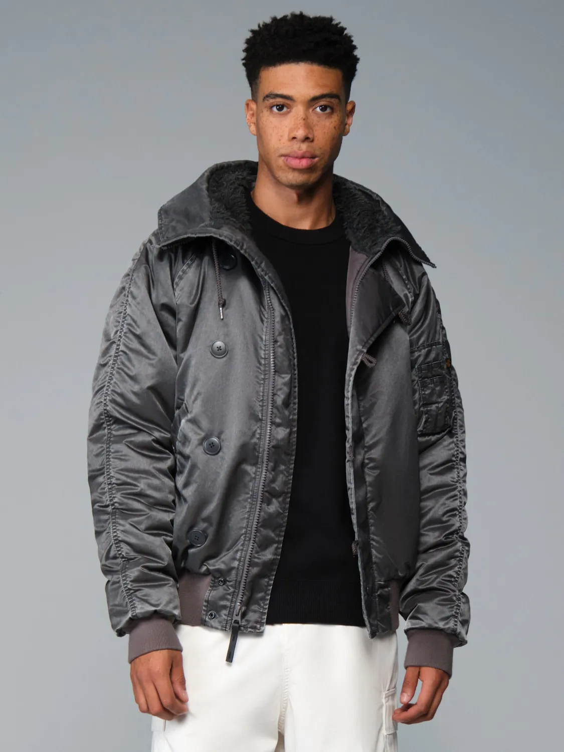 Alpha Industries N-2B Battlewash parcă neagră călduroasă