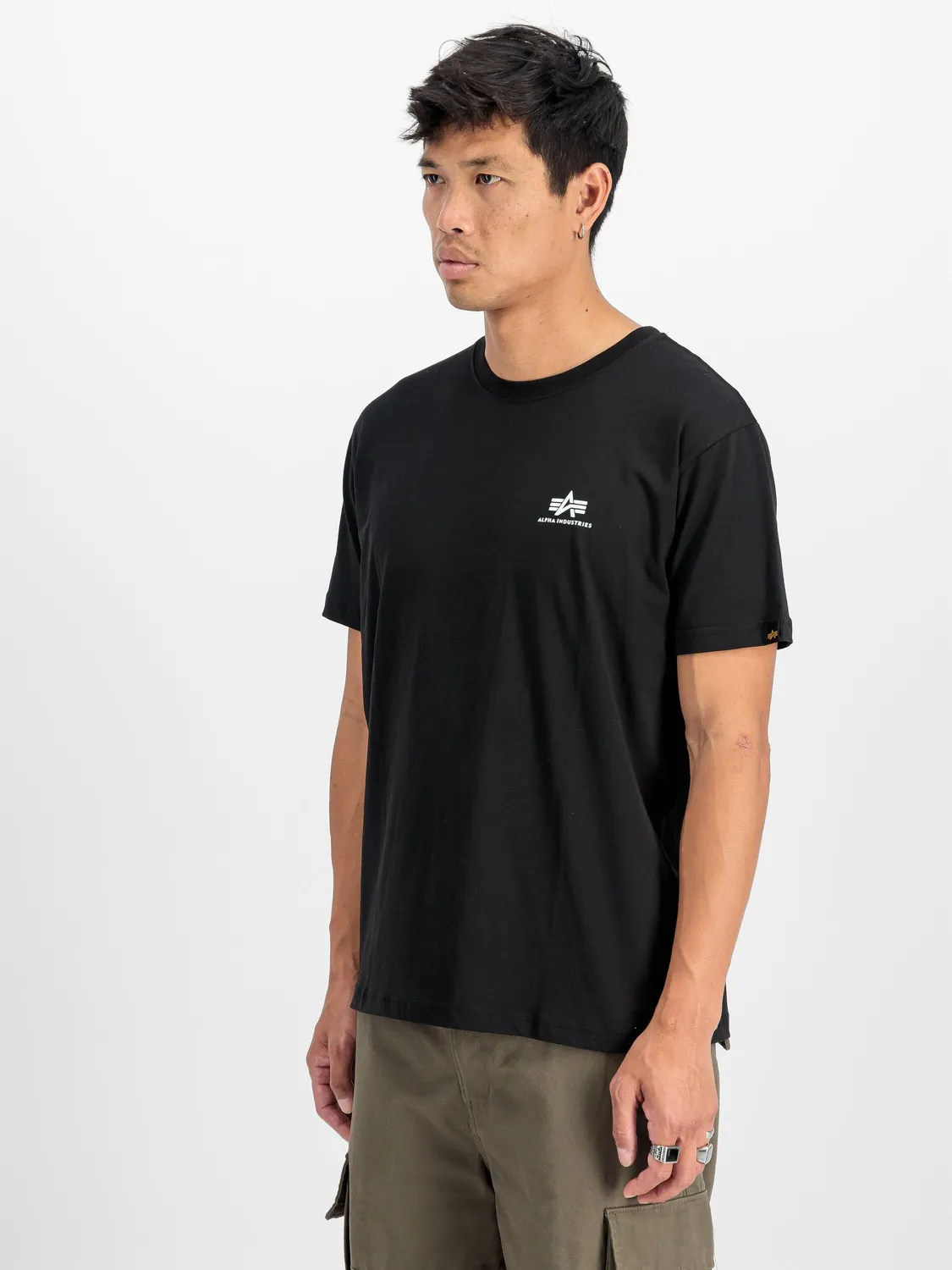 Alpha Industries Basic Small Logo tricou negru/alb 2 bucăți jersey