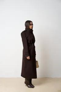 Mareus 524 palton lână ciocolatiu lung 135 cm