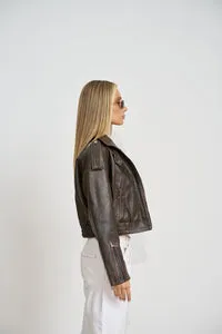 Mareus Vintage 663 geacă piele crop antique brown